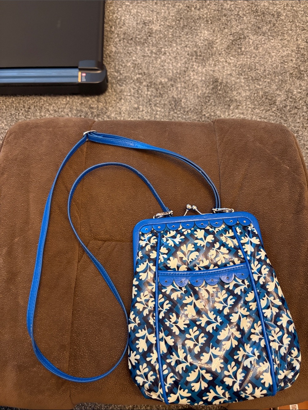 Frill by Vera Bradley Blue Floral Crossbody Bag with Contrast Trim